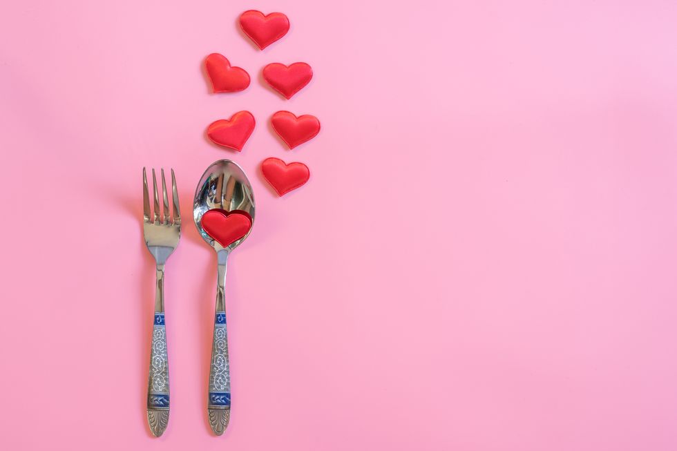 Fork, Pink, Spoon, Red, Cutlery, Still life photography, Tableware, Kitchen utensil, Photography, Heart, 