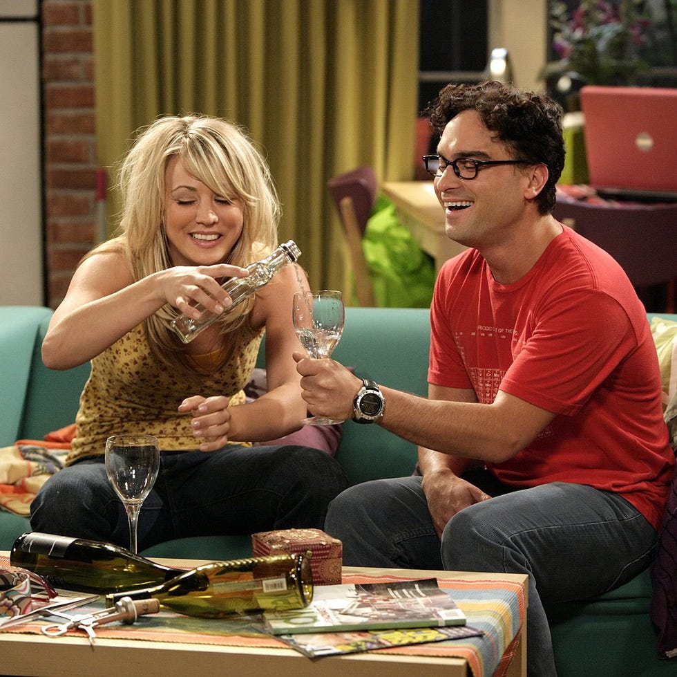 los angeles   august 18 the jiminy conjecture   leonard johnny galecki, right and penny kaley cuoco, left struggle to recover from an awkward first hookup, on the big bang theory, monday, sept 28 930 1000 pm, etpt on the cbs television network  photo by sonja flemmingcbs via getty images