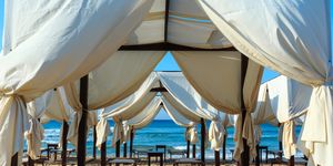 Tent, Furniture, Resort, Table, Vacation, Room, Architecture, Shade, Canopy, Building, 