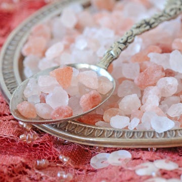 Close-Up Of Himalayan Salt In Plate On Table