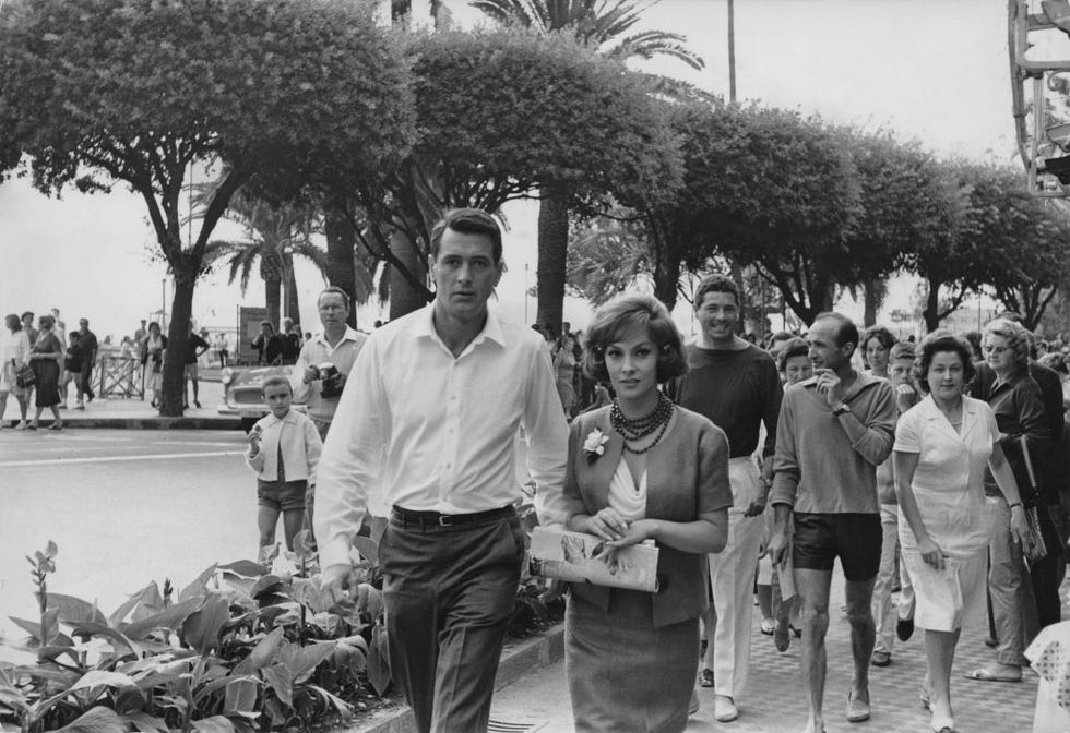 actors rock hudson and gina lollobrigida out strolling in santa margherita ligure, near genoa in italy, during the filming of come september, september 1960 photo by keystone featureshulton archivegetty images