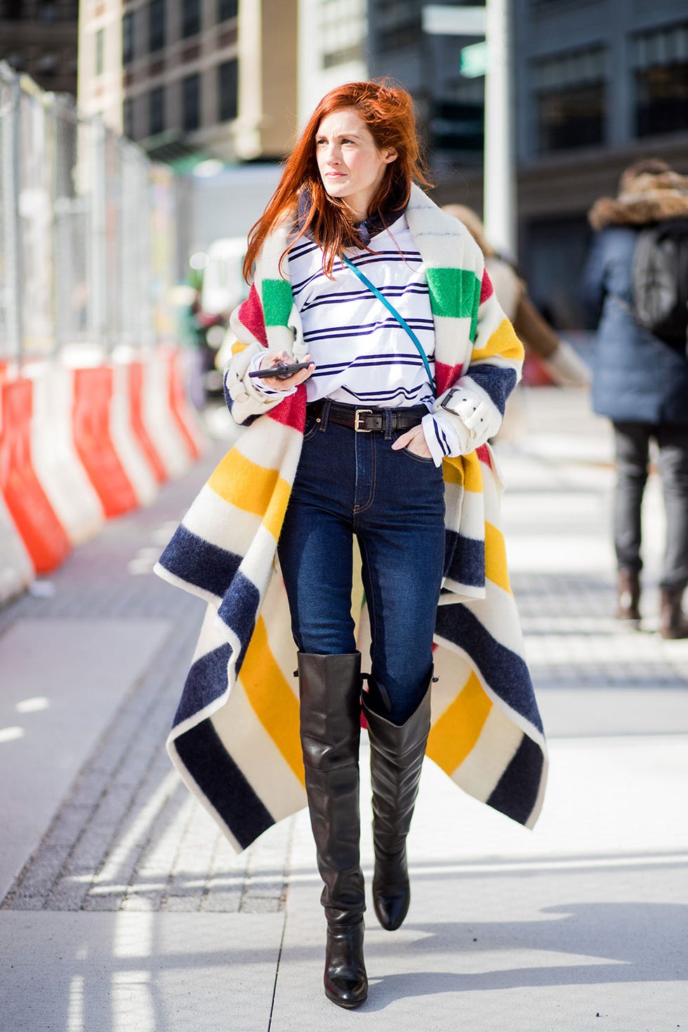 Street fashion, Clothing, Photograph, Fashion, Fur, Jeans, Snapshot, Yellow, Plaid, Outerwear, 