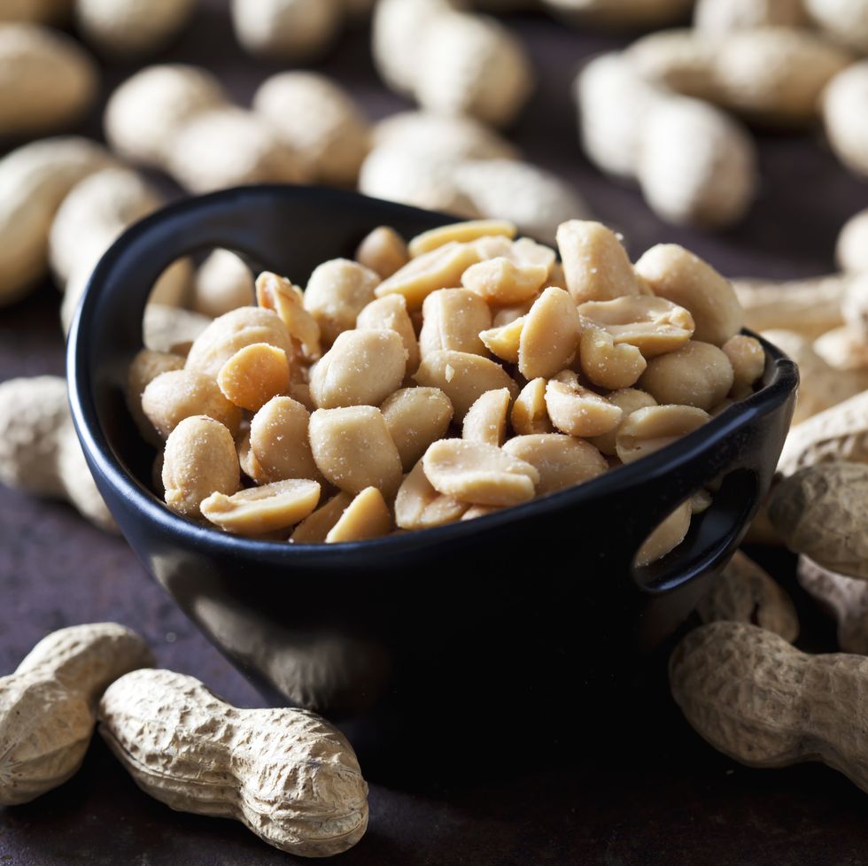 bowl of salted peanuts