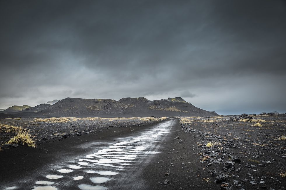 Track to Landmannalaugar nature reserve in southern-central Iceland.