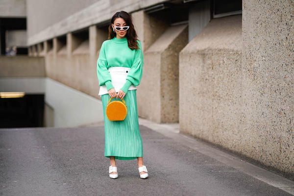 Clothing, Green, Street fashion, Fashion, Turquoise, Yellow, Shoulder, Dress, Pink, Joint, 