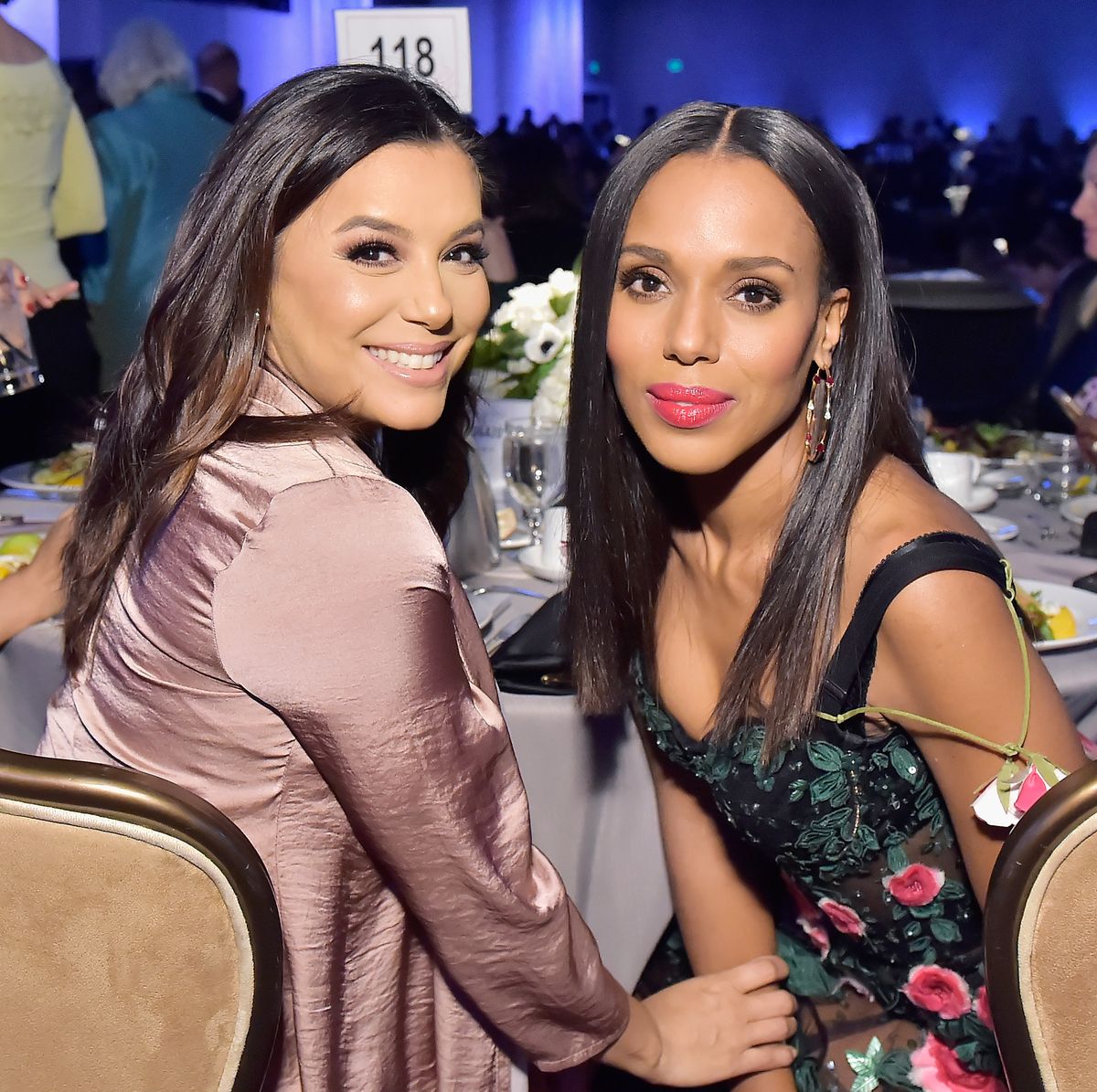 beverly hills, ca   february 20  actor producer eva longoria l and honoree kerry washington attend the costume designers guild awards at the beverly hilton hotel on february 20, 2018 in beverly hills, california  photo by stefanie keenangetty images for jumpline