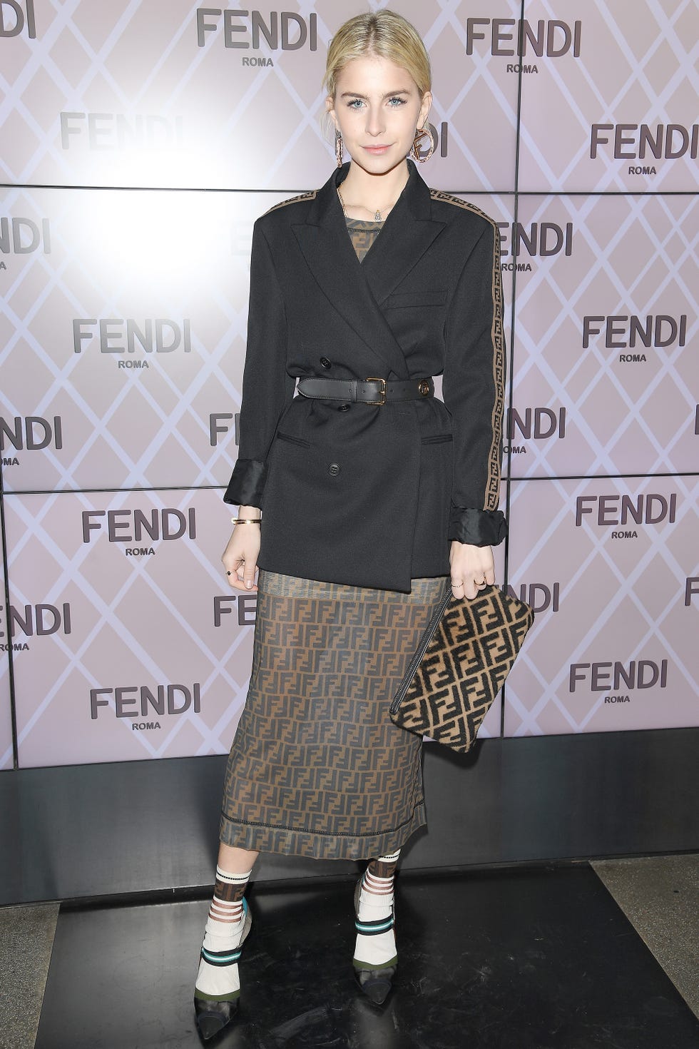 Fendi trademark print everyone is wearing over fashion week