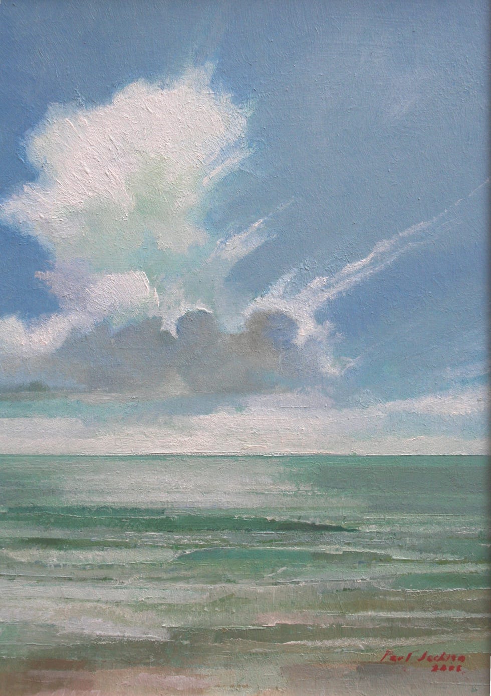 original painting in oils seascape and clouds off the coast of north devon united kingdom