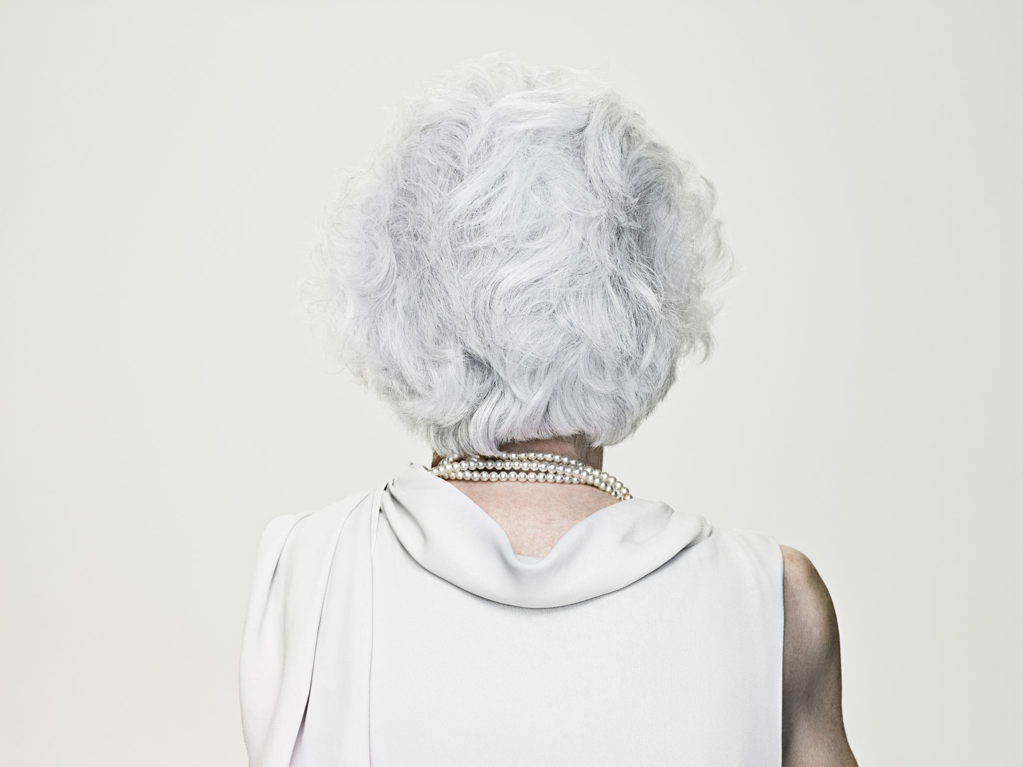 White, Hair, Clothing, Neck, Hairstyle, Outerwear, Shoulder, Wig, Human, Blond, 