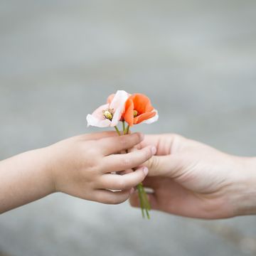 kindness quotes child hands handing poppy flowers to adult