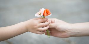 kindness quotes child hands handing poppy flowers to adult