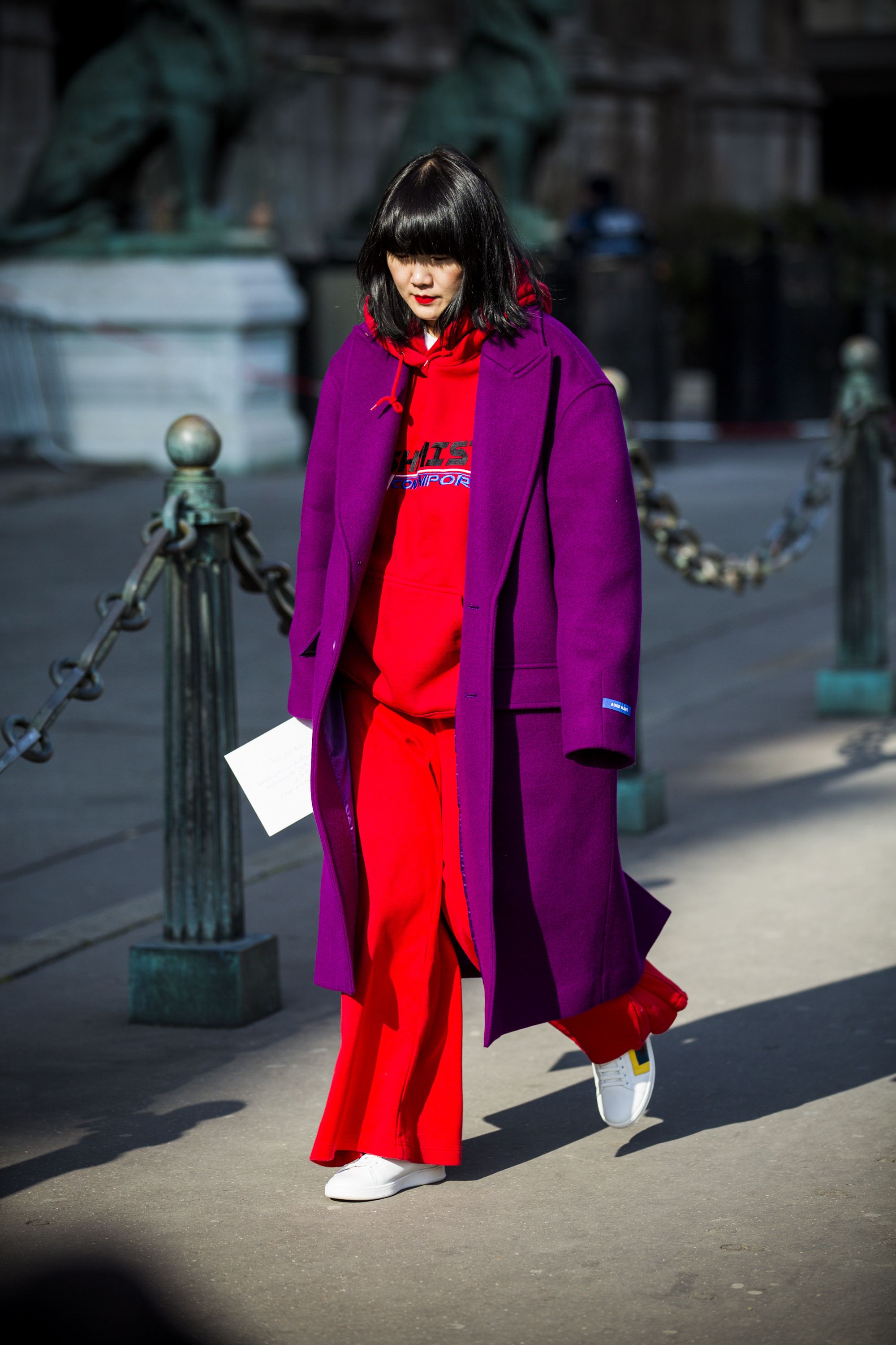 Red and store purple dress