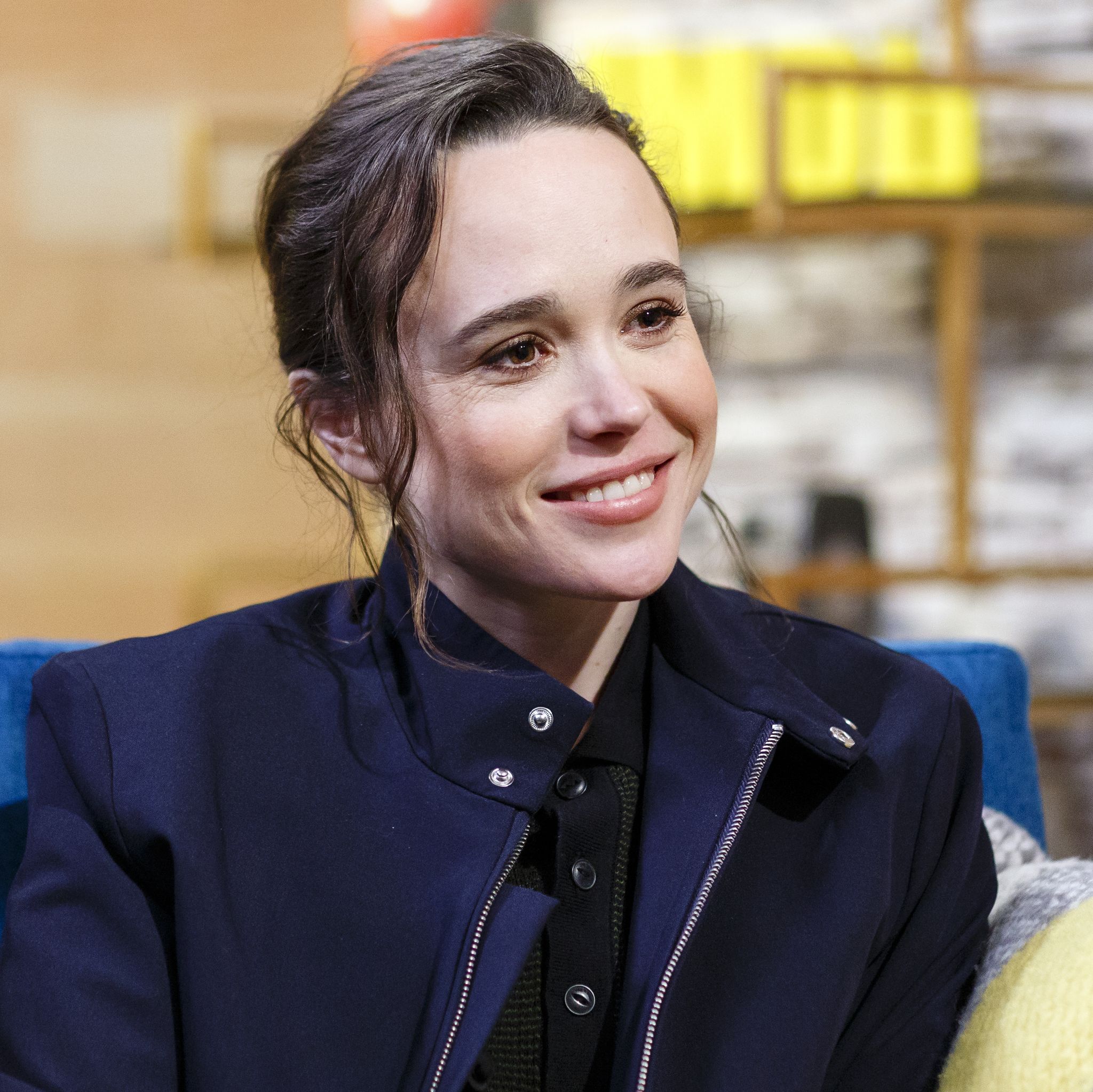 studio city, ca   february 20   actress ellen page visits the imdb show on feburary 20th 2018 in studio city, california the episode airs march 1st 2018  photo by rich polkgetty images for imdb