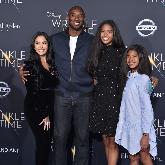 los angeles, ca   february 26  l r vanessa laine bryant, former nba player kobe bryant, natalia diamante bryant and gianna maria onore bryant arrive at the premiere of disney's 'a wrinkle in time' at el capitan theatre on february 26, 2018 in los angeles, california  photo by axellebauer griffinfilmmagic