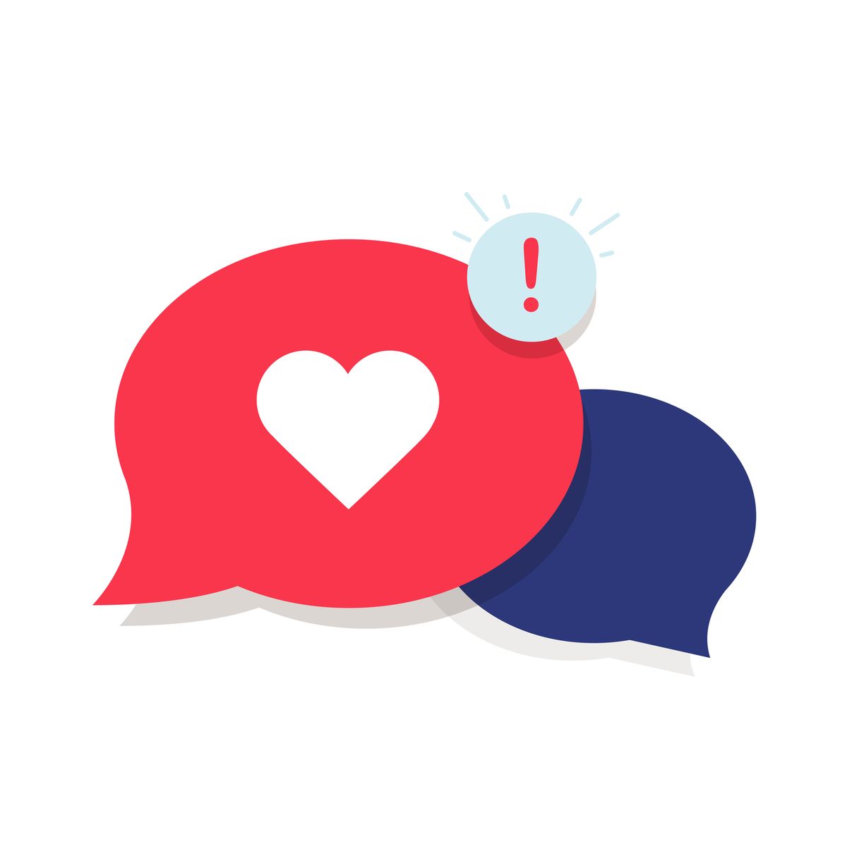 brand ambassador chat speech bubble icon and influencer marketing representative love chat or client oriented symbol concept cloud with heart and awarness sign long distance relationships