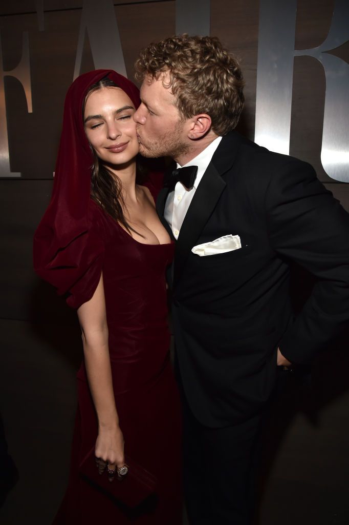 beverly hills, ca march 04 exclusive access, special rates apply sebastian bear mcclard r and emily ratajkowski attend the 2018 vanity fair oscar party hosted by radhika jones at wallis annenberg center for the performing arts on march 4, 2018 in beverly hills, california emily ratajkowski celebrates with belvedere vodka photo by kevin mazurvf18wireimage