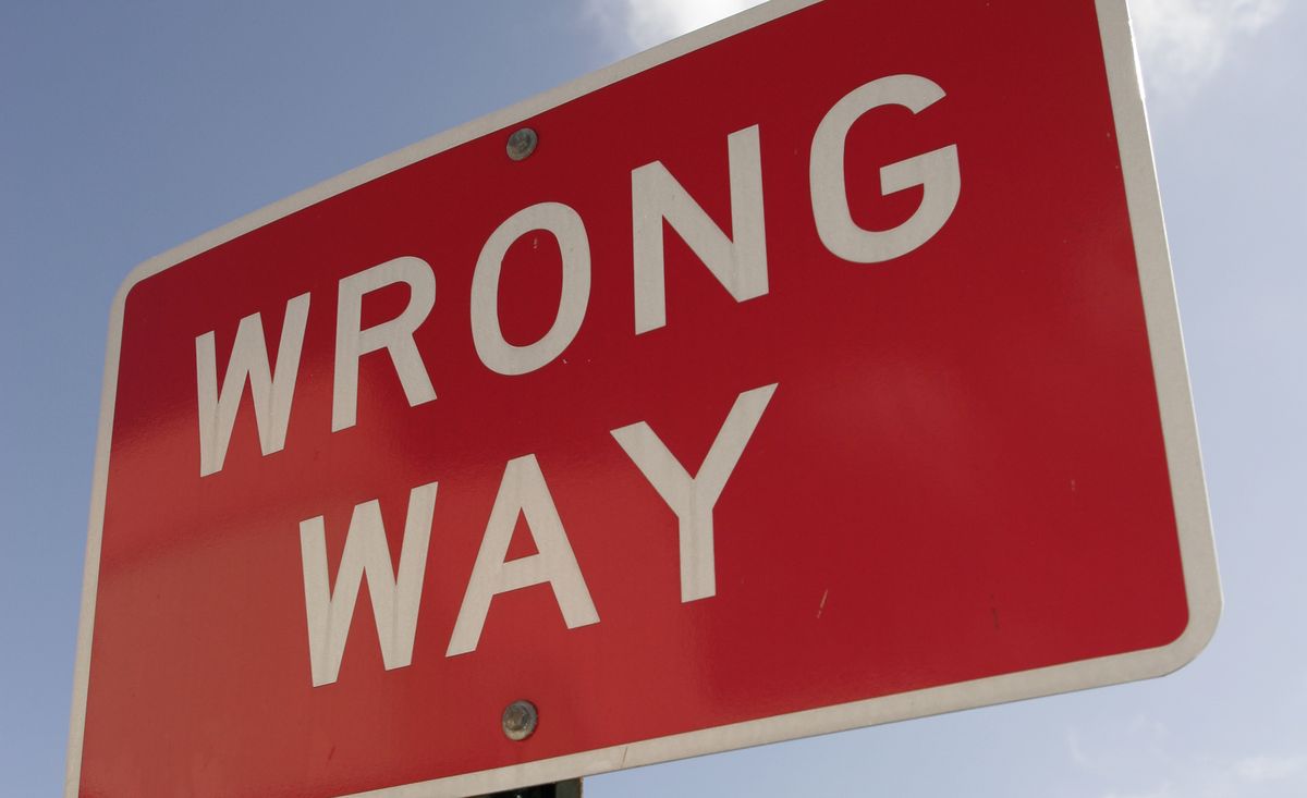 A wrong way sign.