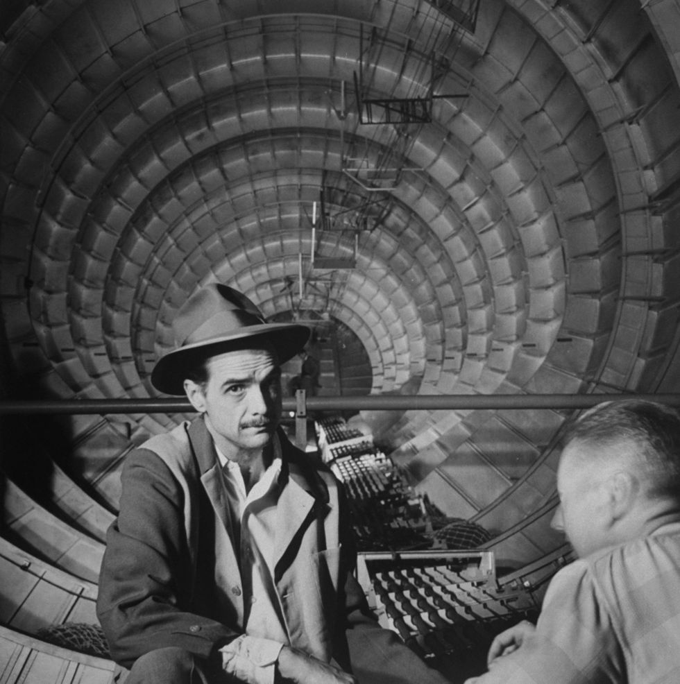 Howard Hughes in the cockpit of a sea plane.