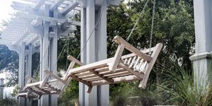 Wood Porch Swings in Park