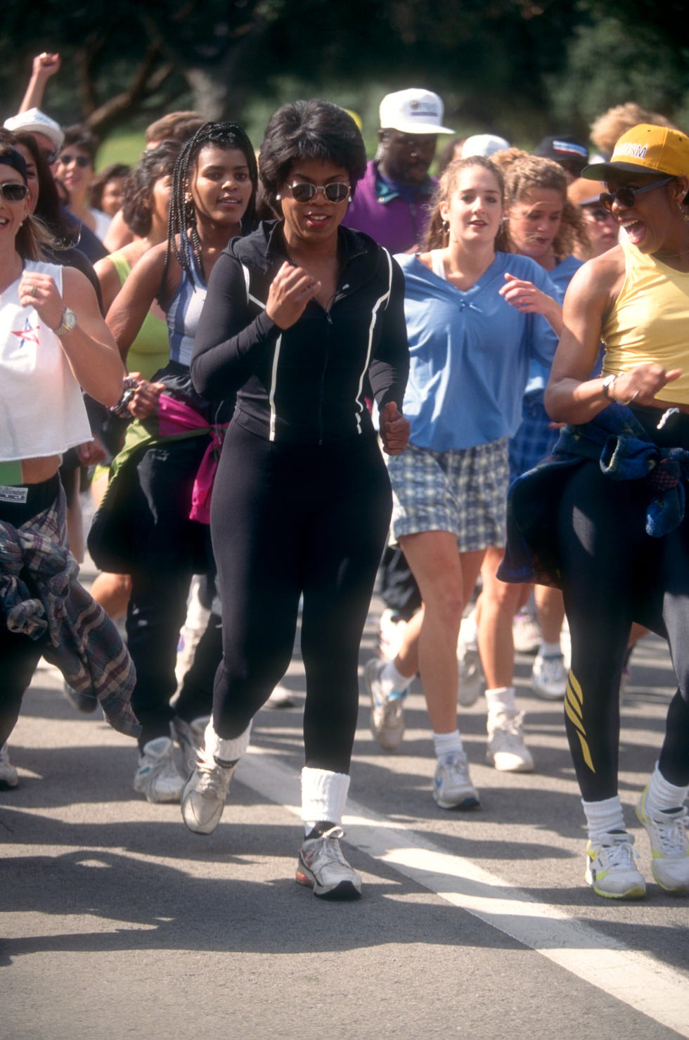 Oprah Winfrey Los Angeles Walk Spring Training los angeles, ca may 5: american media proprietor and talk show host oprah winfrey jogs during the oprah winfrey los angeles walk spring training on may 5, 1995 at griffith park in los angeles, california. (photo by ron davis/getty images)