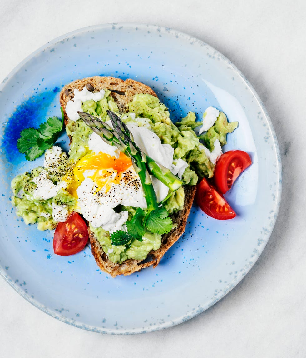 Sandwich with avocado and poached eggs