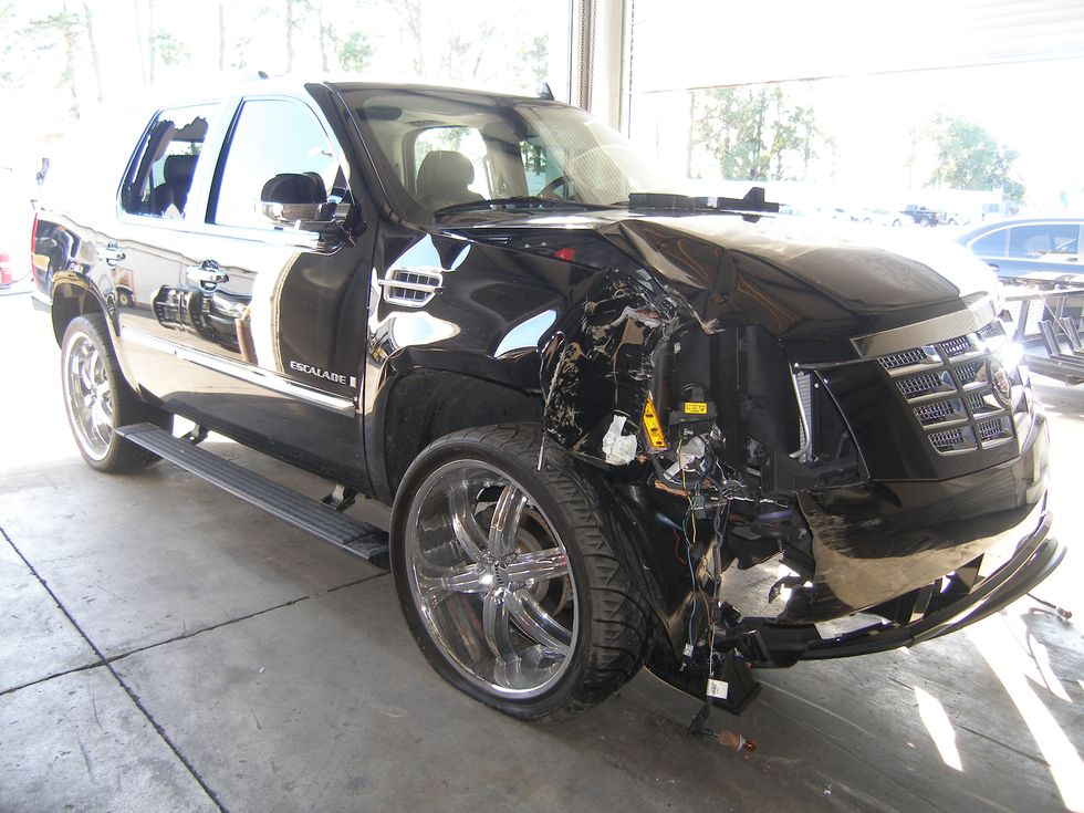 The SUV driven by Tiger Woods during his accident on November 27, 2009.