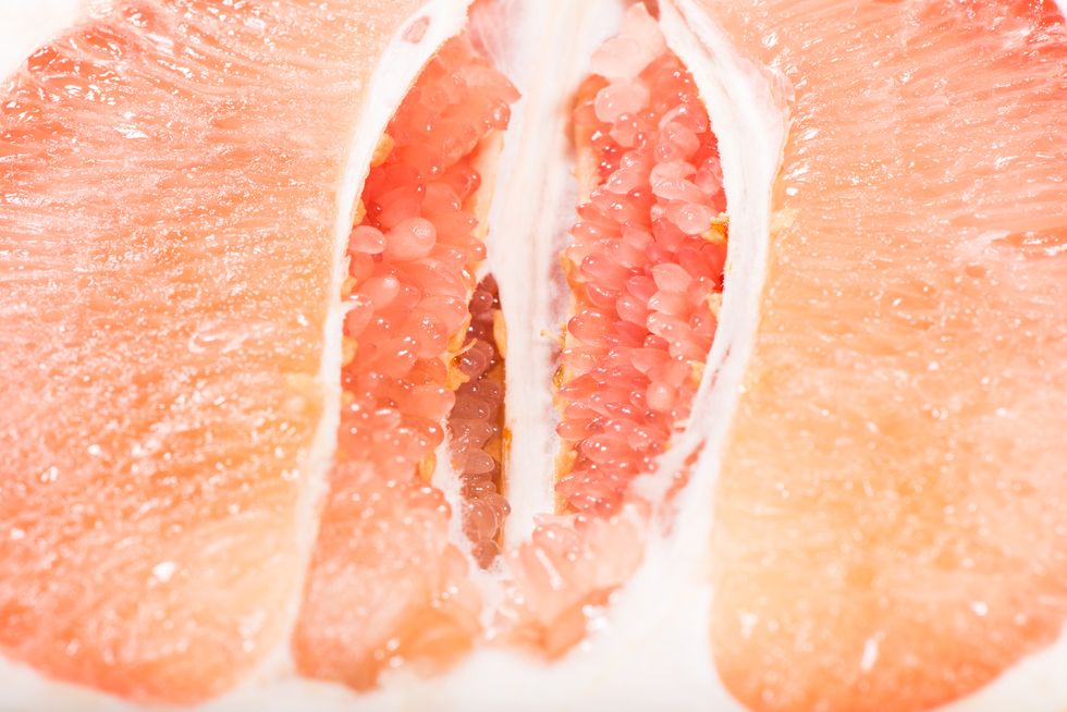 The pomelo pulp close up.