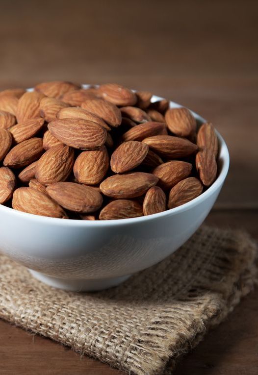 Close-Up Of Almonds In Bowl On Table