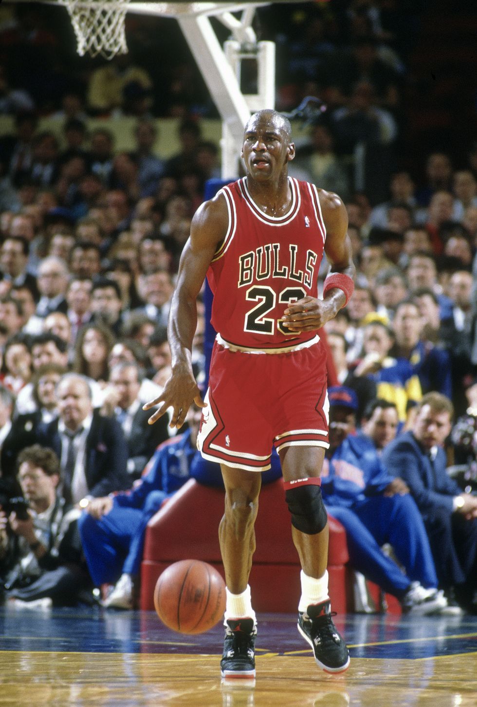 new york circa 1989 michael jordan 23 of the chicago bulls dribbles the ball up court against the new york knicks during an nba basketball game circa 1989 at madison square garden in the manhattan borough of new york city jordan played for the bulls from 1984 93 and 1995 98 photo by focus on sportgetty images  local caption  michael jordan