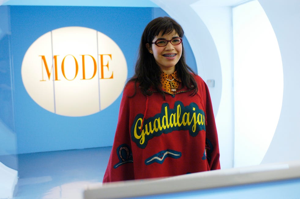 united states april 26: ugly betty pilot in the superficial world of high fashion, image is everything. styles come and go, and the only constants are the superthin beauties who wear them. how can an ordinary girl a slightly plump plain jane from queens possibly fit in? ugly betty, a groundbreaking new comedy series based on the telenovela that became a worldwide phenomenon, premieres thursday, september 28 (8:00 9:00 p.m., et) on the disney general entertainment content via getty images television network. emmy winner and oscar nominee salma hayek is executive producer. (photo by john clifford/disney general entertainment content via getty images)