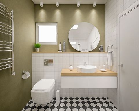 3d render of a cozy bathroom ready to be made and used in some apartment