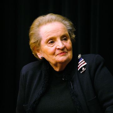 new york december 14 madeleine albright promotes read my pins at the museum of art and design on december 14, 2009 in new york city photo by andy kropagetty images