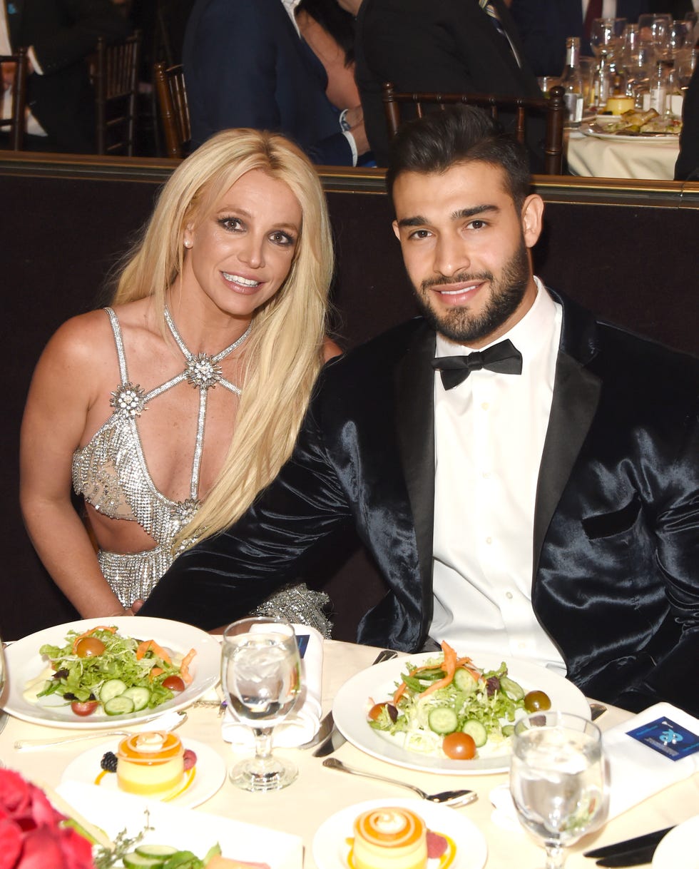 beverly hills, ca   april 12  honoree britney spears l and sam asghari attend the 29th annual glaad media awards at the beverly hilton hotel on april 12, 2018 in beverly hills, california photo by j merrittgetty images for glaad