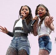 indio, ca   april 14  chloe bailey l and halle bailey of chloe x halle performs onstage during 2018 coachella valley music and arts festival weekend 1 at the empire polo field on april 14, 2018 in indio, california  photo by larry busaccagetty images for coachella