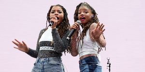 indio, ca   april 14  chloe bailey l and halle bailey of chloe x halle performs onstage during 2018 coachella valley music and arts festival weekend 1 at the empire polo field on april 14, 2018 in indio, california  photo by larry busaccagetty images for coachella