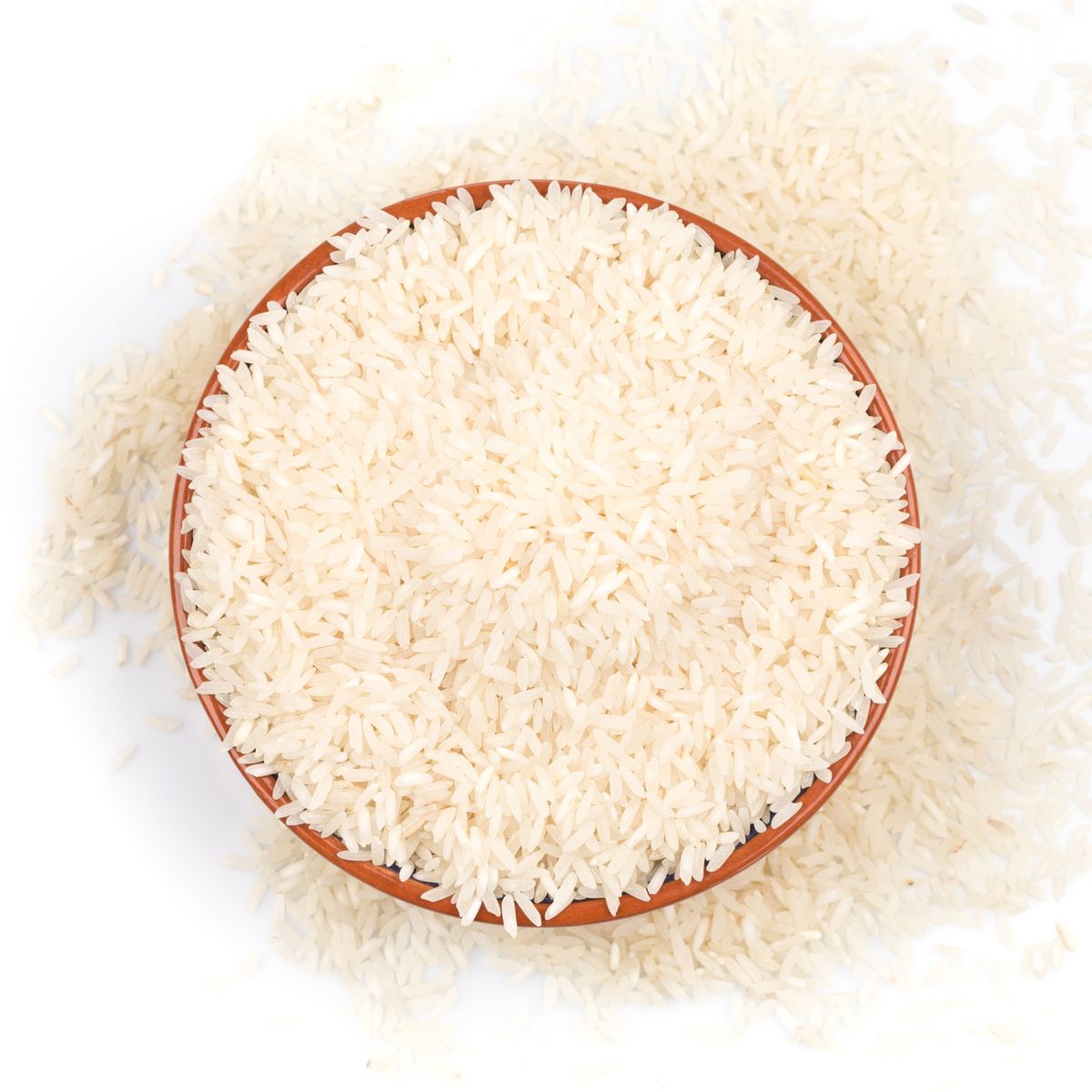 bowl of rice isolated on a white background