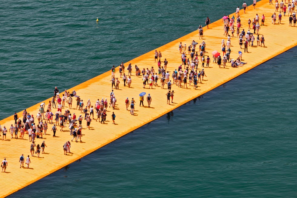 Floating Piers art installation, Lago d'iseo, lake iseo