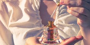 arabian oud attar perfume or agarwood oil fragrances in crystal bottle