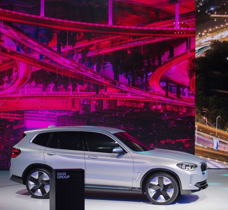 bmw ag presents the world premier the bmw ix3 concept car during a press conference at the beijing auto show in beijing on april 25, 2018   industry behemoths like volkswagen, daimler, toyota, nissan, ford and others will display more than 1,000 models and dozens of concept cars at the beijing auto show photo by nicolas asfouri  afp        photo credit should read nicolas asfouriafp via getty images