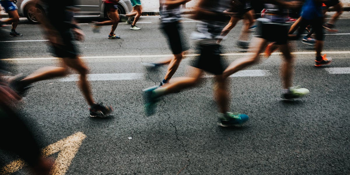 marathon runners on the road