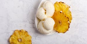Ice cream and pineapple chips