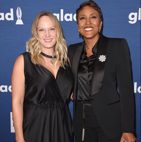 new york, ny   may 05  robin roberts and amber laign attend the 29th annual glaad media awards at the hilton midtown on may 5, 2018 in new york city  photo by j merrittgetty images for glaad