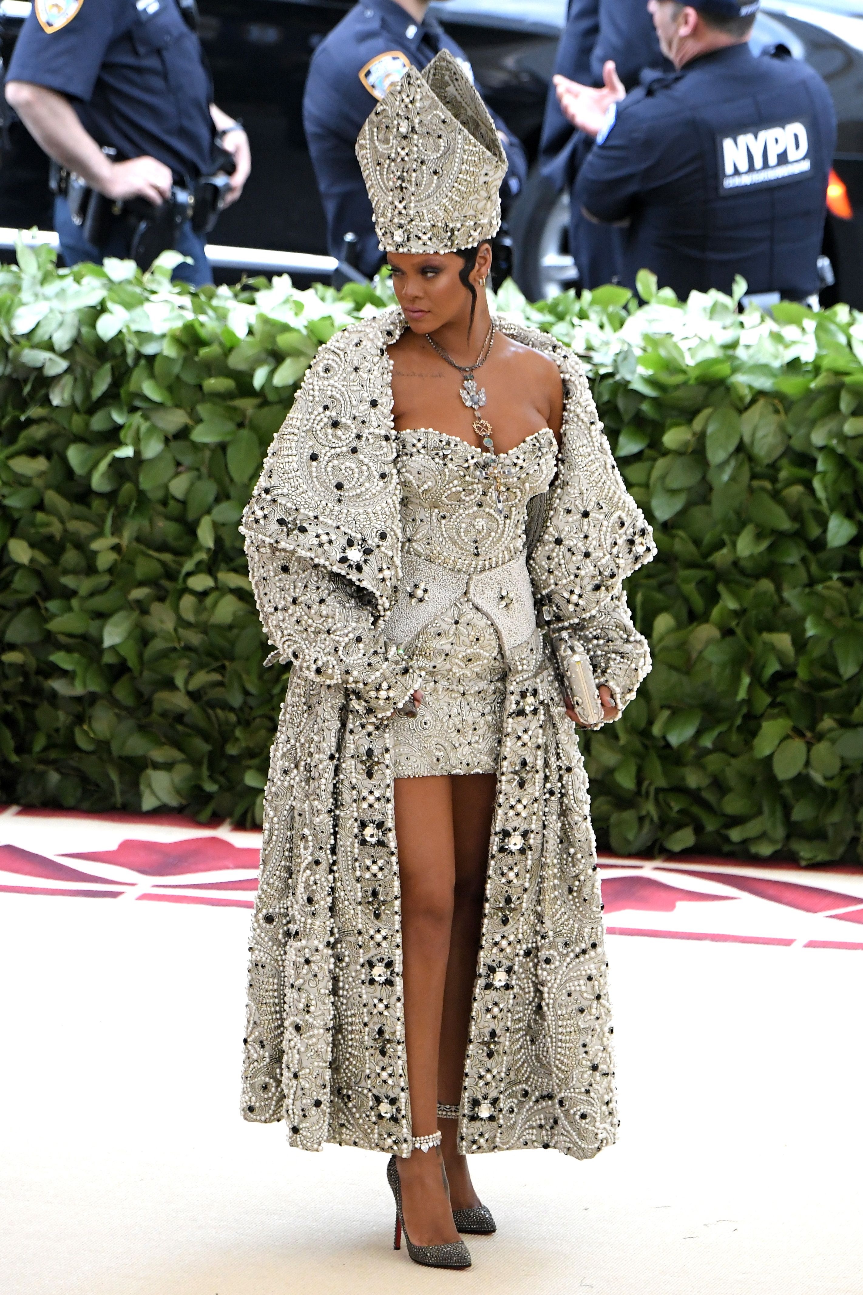 Rihanna Slays in Pope-Inspired Dress and Hat at the 2018 Met Gala