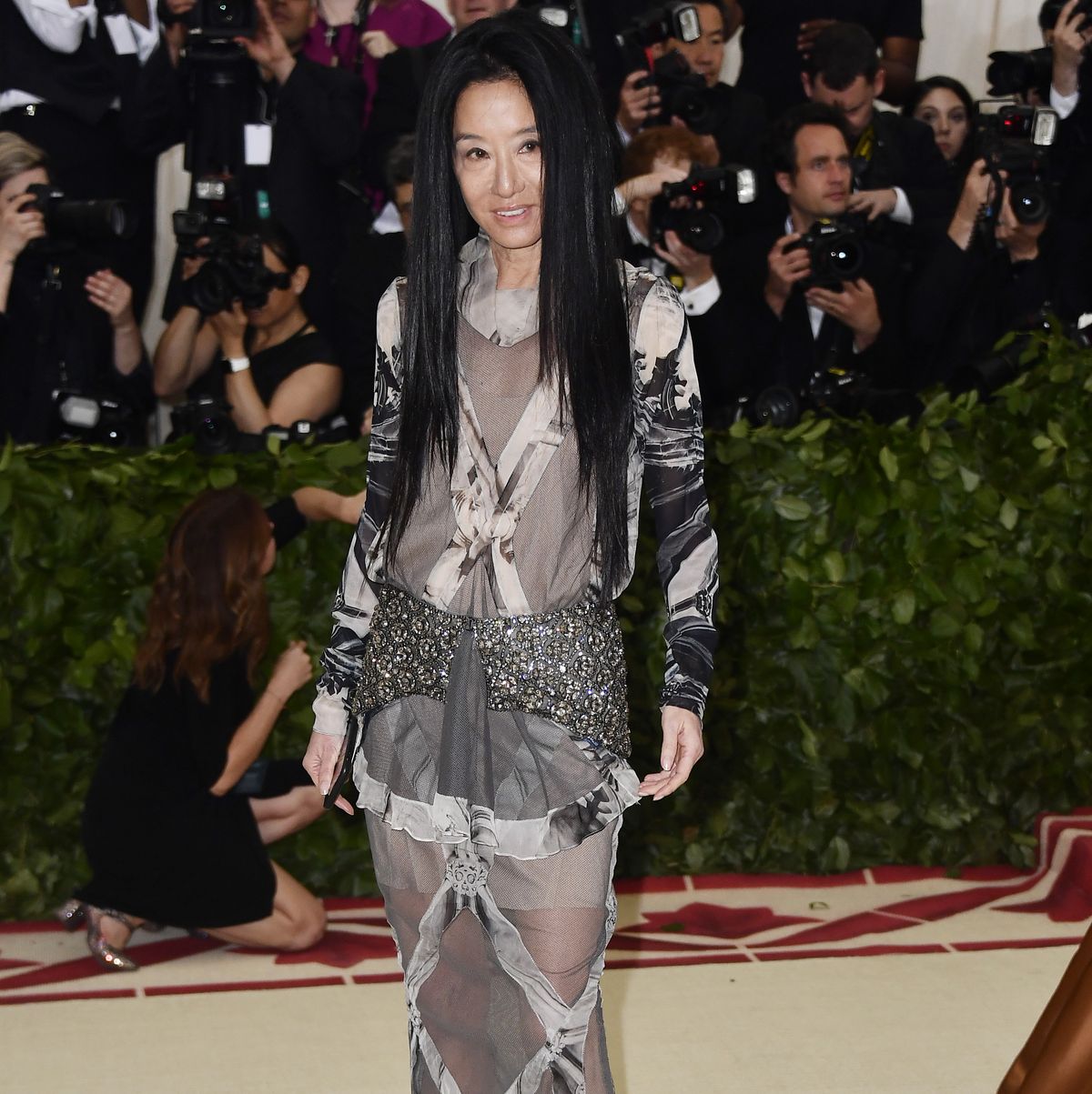 new york, ny   may 07 designer vera wang attends the heavenly bodies fashion  the catholic imagination costume institute gala at the metropolitan museum of art on may 7, 2018 in new york city  photo by frazer harrisonfilmmagic