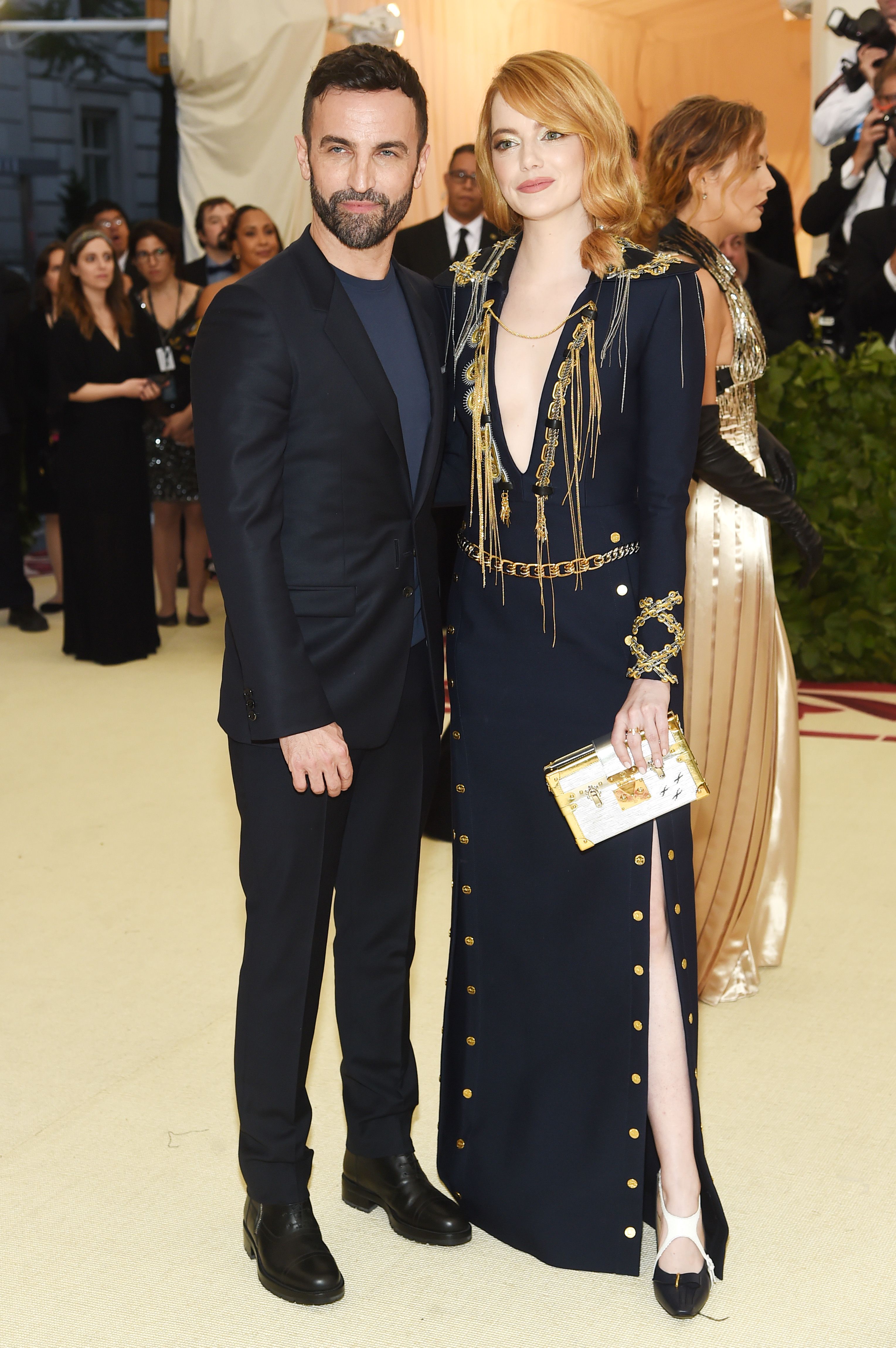 Emma Stone Arrives in the Shiniest Louis Vuitton Jumpsuit to the 2019 Met  Gala