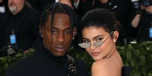 new york, ny   may 07  travis scott and kylie jenner attend heavenly bodies fashion  the catholic imagination, the 2018 costume institute benefit at metropolitan museum of art on may 7, 2018 in new york city  photo by taylor hillgetty images