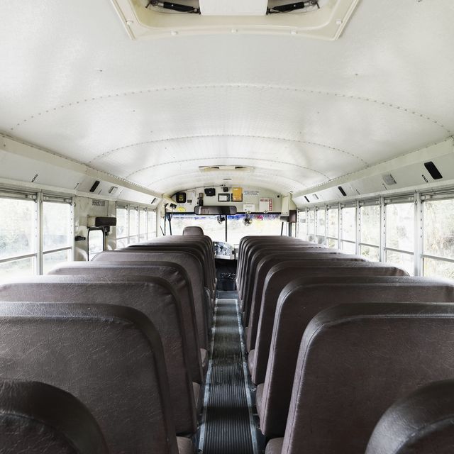 Interior view of empty school bus