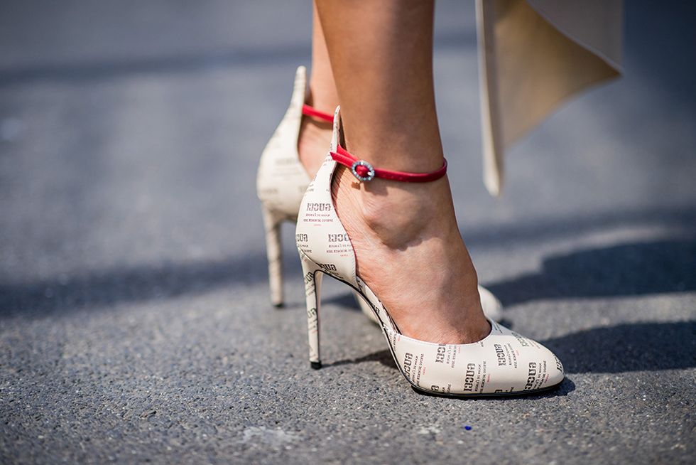 Footwear, High heels, Human leg, White, Leg, Shoe, Street fashion, Ankle, Pink, Red, 