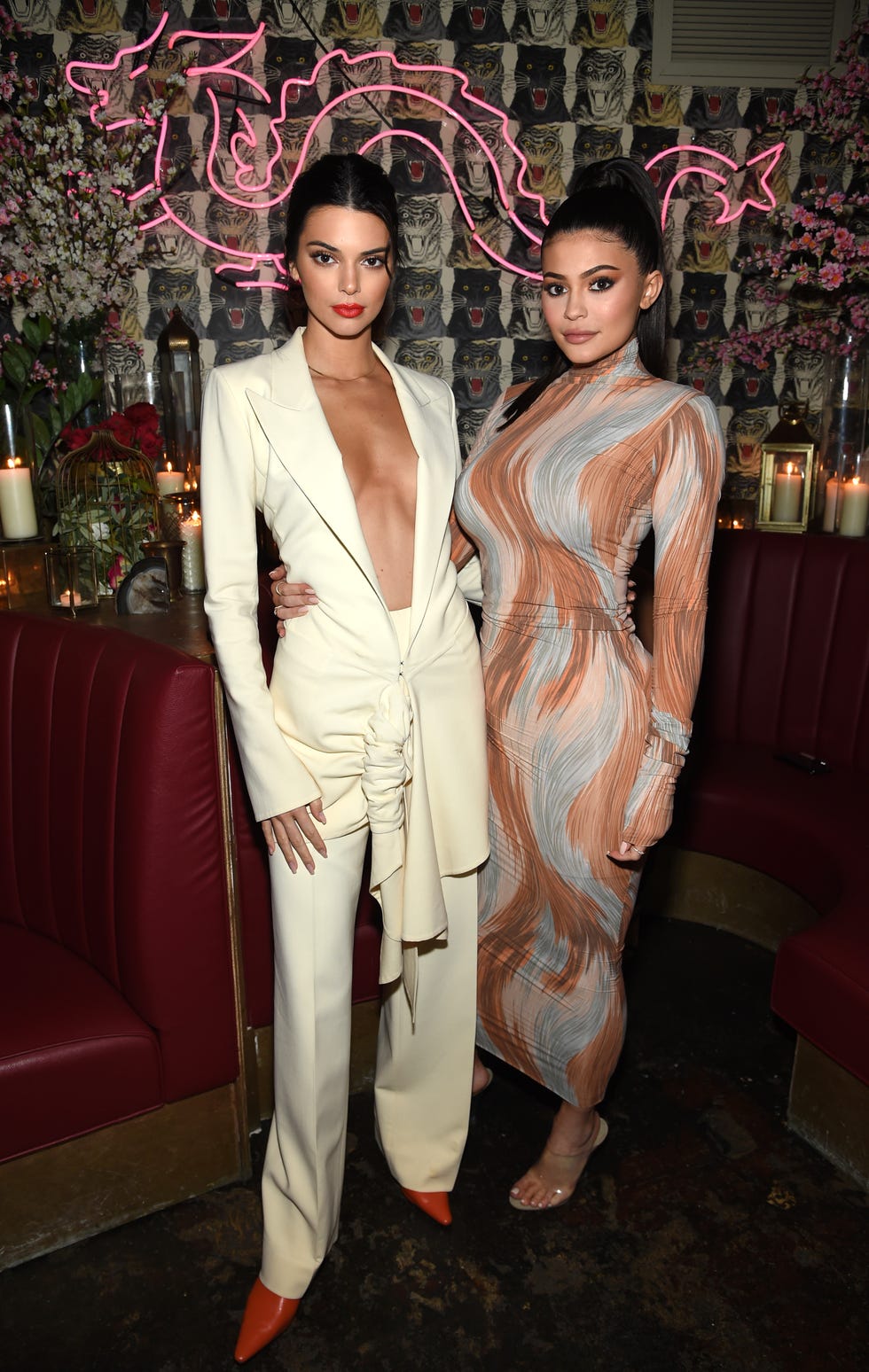 new york, ny   may 08  l r model kendall jenner and founder, kylie cosmetics kylie jenner attend an intimate dinner hosted by the business of fashion to celebrate its latest special print edition the age of influence at peachyschinese tuxedo on may 8, 2018 in new york city  photo by dimitrios kambourisgetty images for the business of fashion