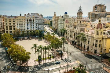 town hall square from atico ateneo lounge valencia comunidad valenciana spain